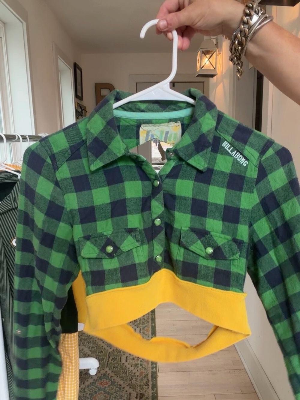 Restyled Green & Gold Flannel WAG top